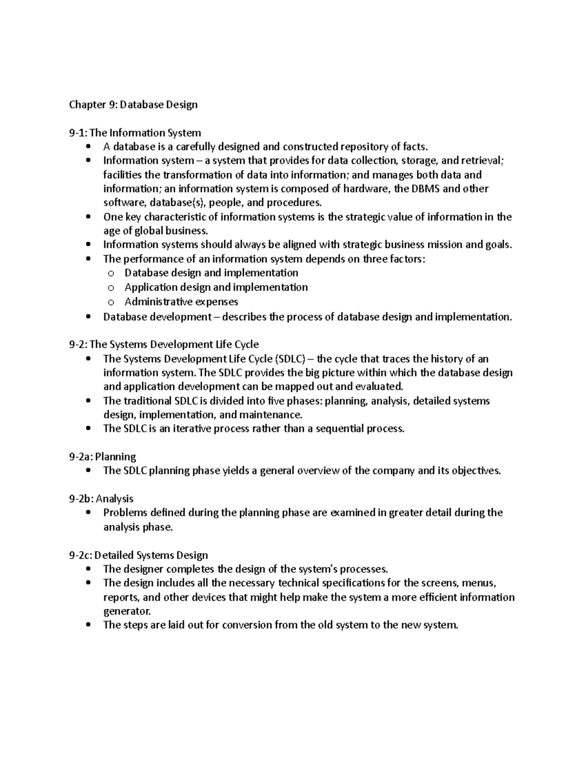 Chapter 9 - Database Design - Information system a system that provides ...