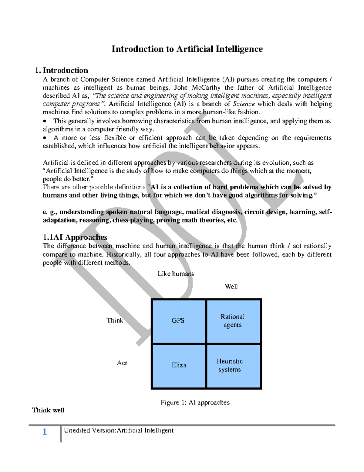 Unit 1-AI for Engineers - Chapter 1 Introduction to Artificial ...