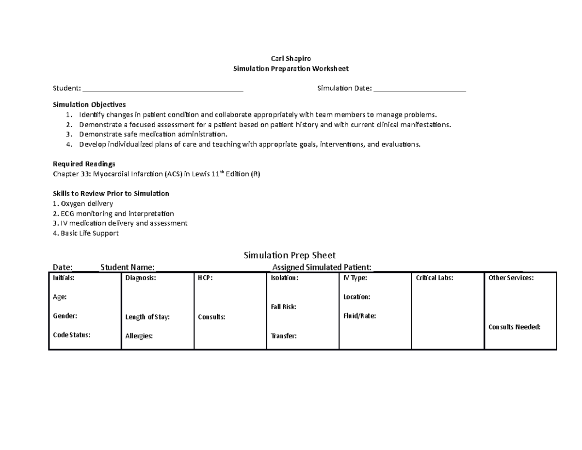 N4984-6973 Carl Shapiro Student Prep - Carl Shapiro Simulation ...