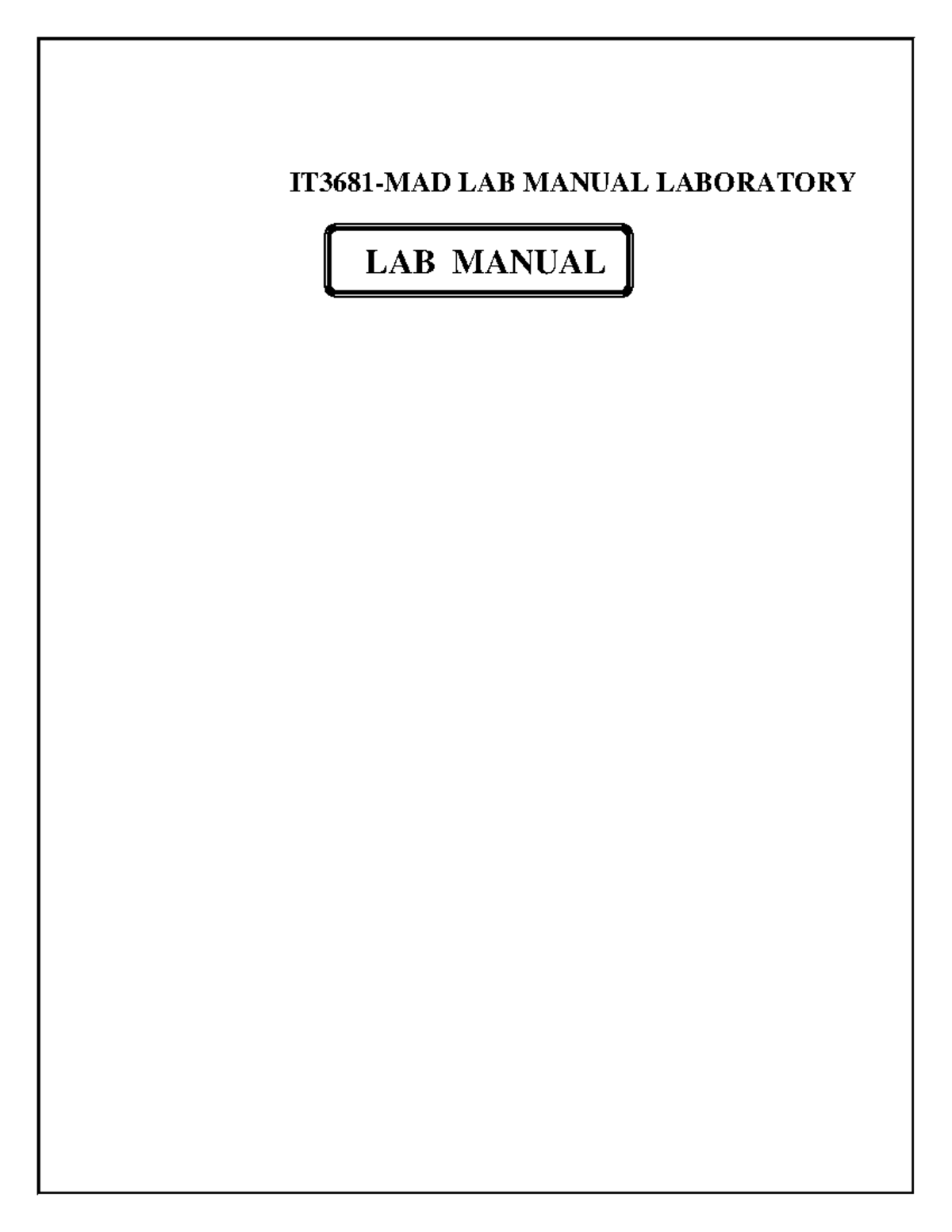 MAD LAB FOR IT (2) (1) LAB MANUAL IT3681MAD LAB MANUAL LABORATORY