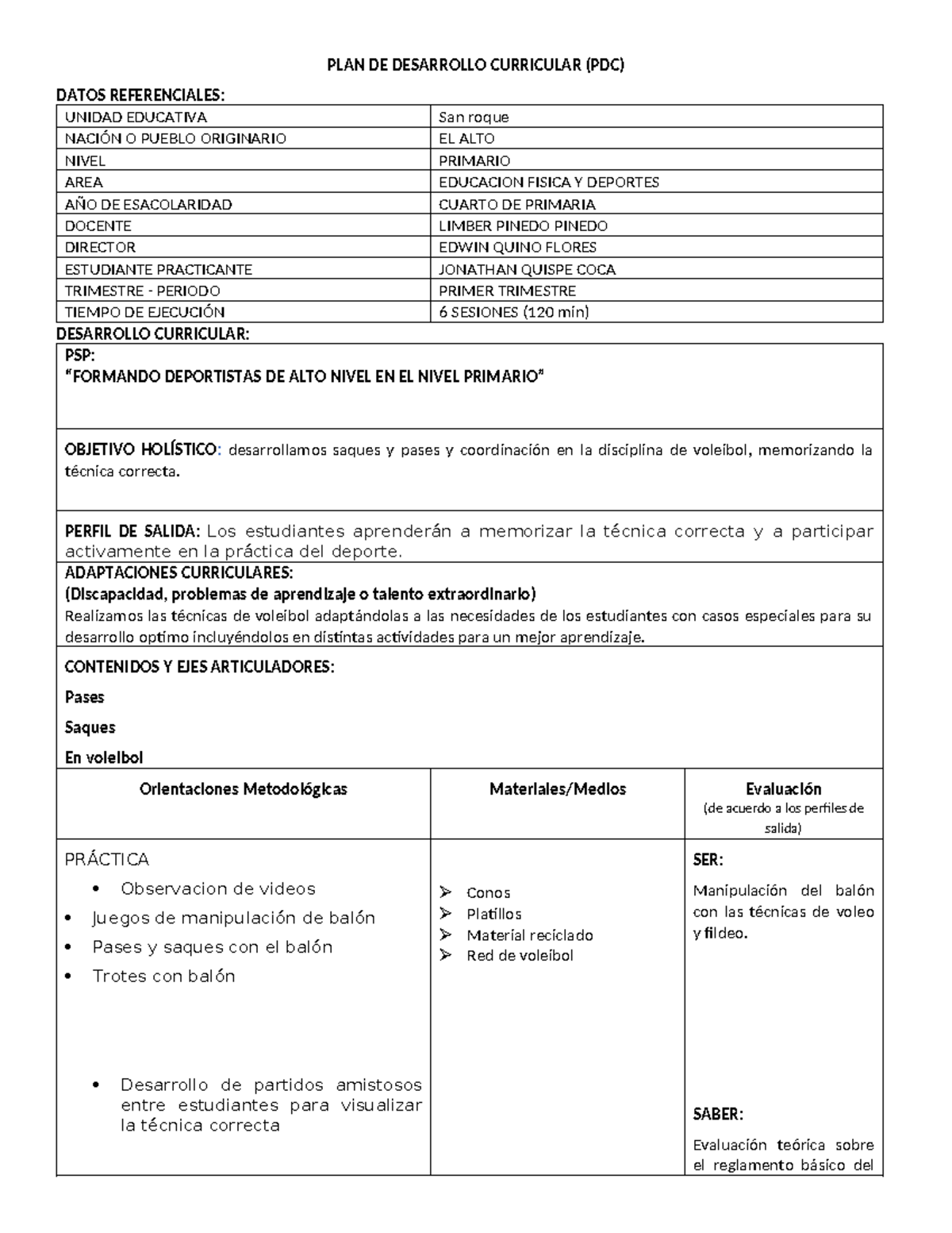 PDC de modelos - zzzz - PLAN DE DESARROLLO CURRICULAR (PDC) DATOS ...