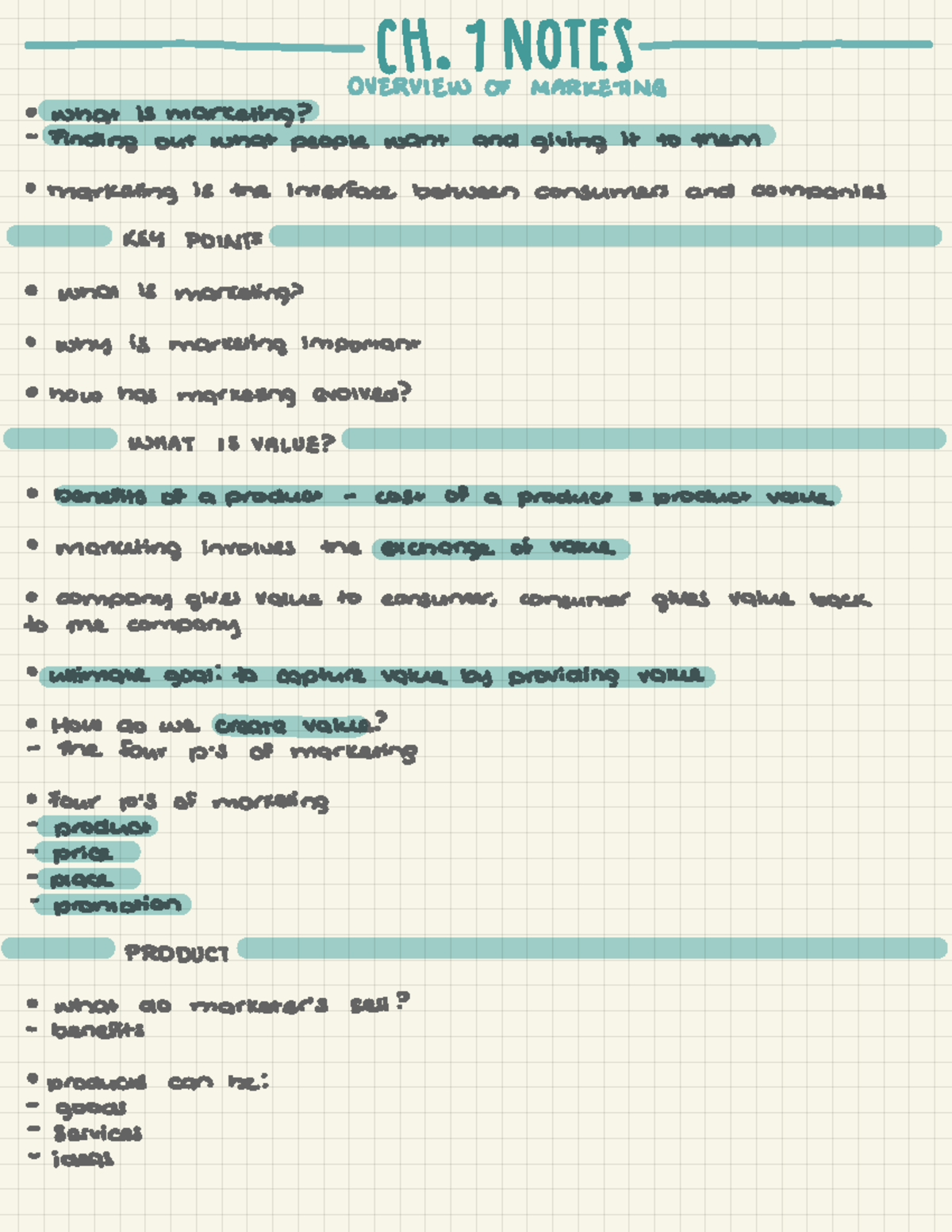 Marketing Ch. 1 Notes - ####### - CH . / NOTES OVERVIEW OF MARKETING 0 ...