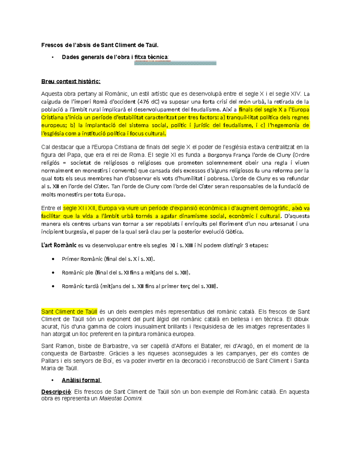 7 Sant Climen de Taüll - apunts de clase - Frescos de l’absis de Sant ...