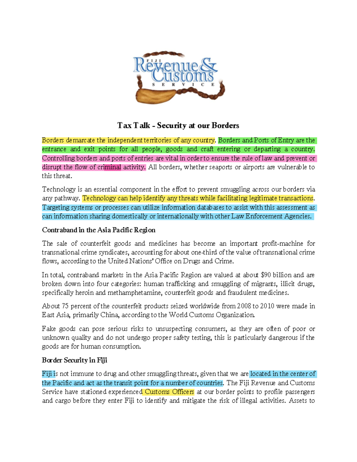 Boarder Security - Tax Talk - Security at our Borders Borders demarcate ...