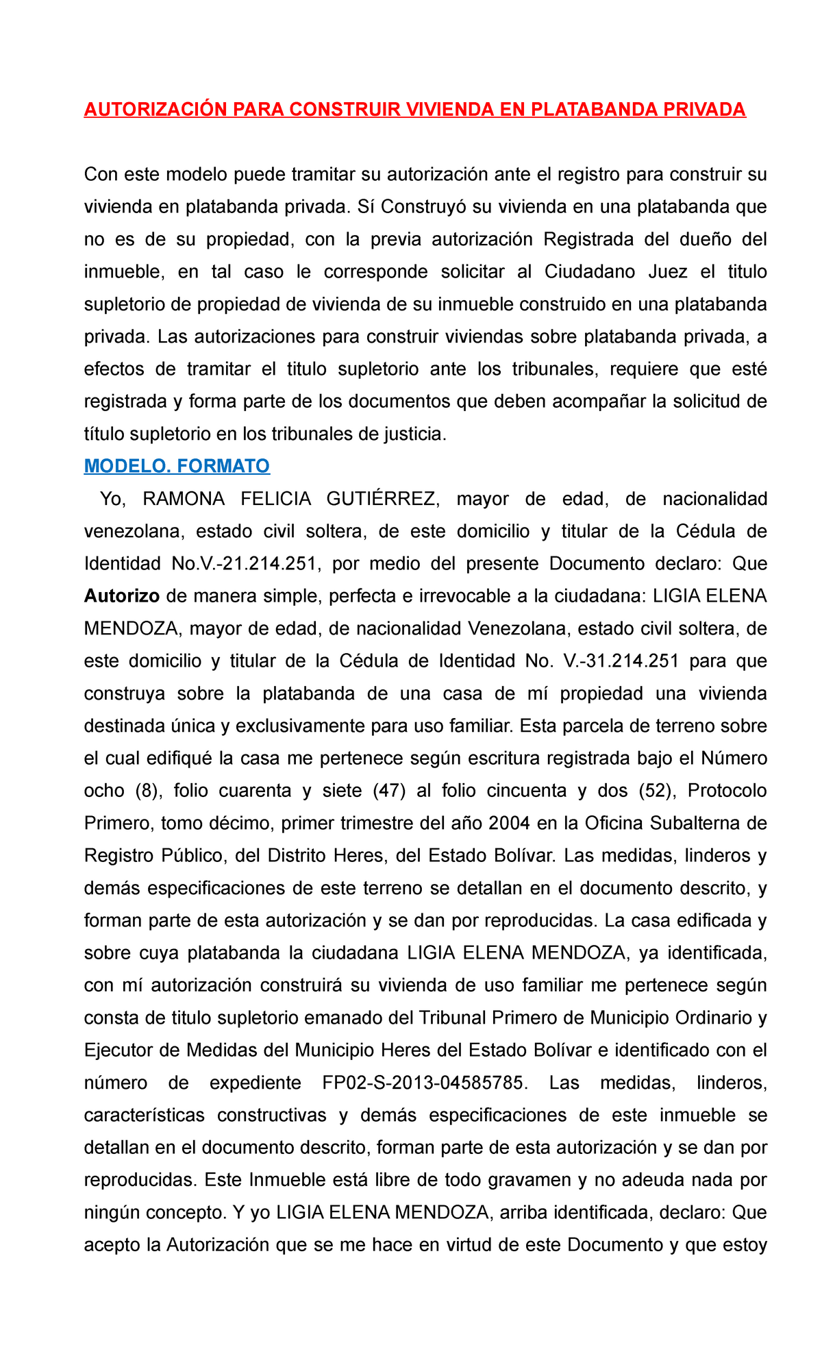 Autorizacion De Construccion AutorizaciÓn Para Construir Vivienda En Platabanda Privada Con 6301