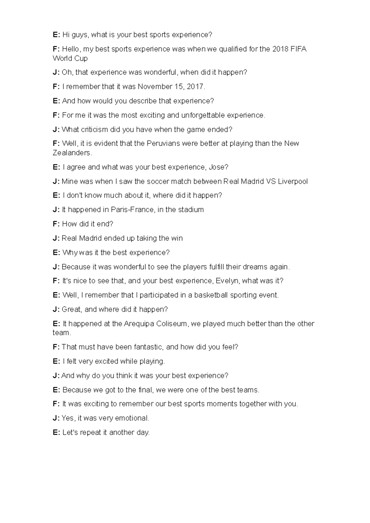 Week 18 Final Assignment My best sport experience (Part 2) E Hi