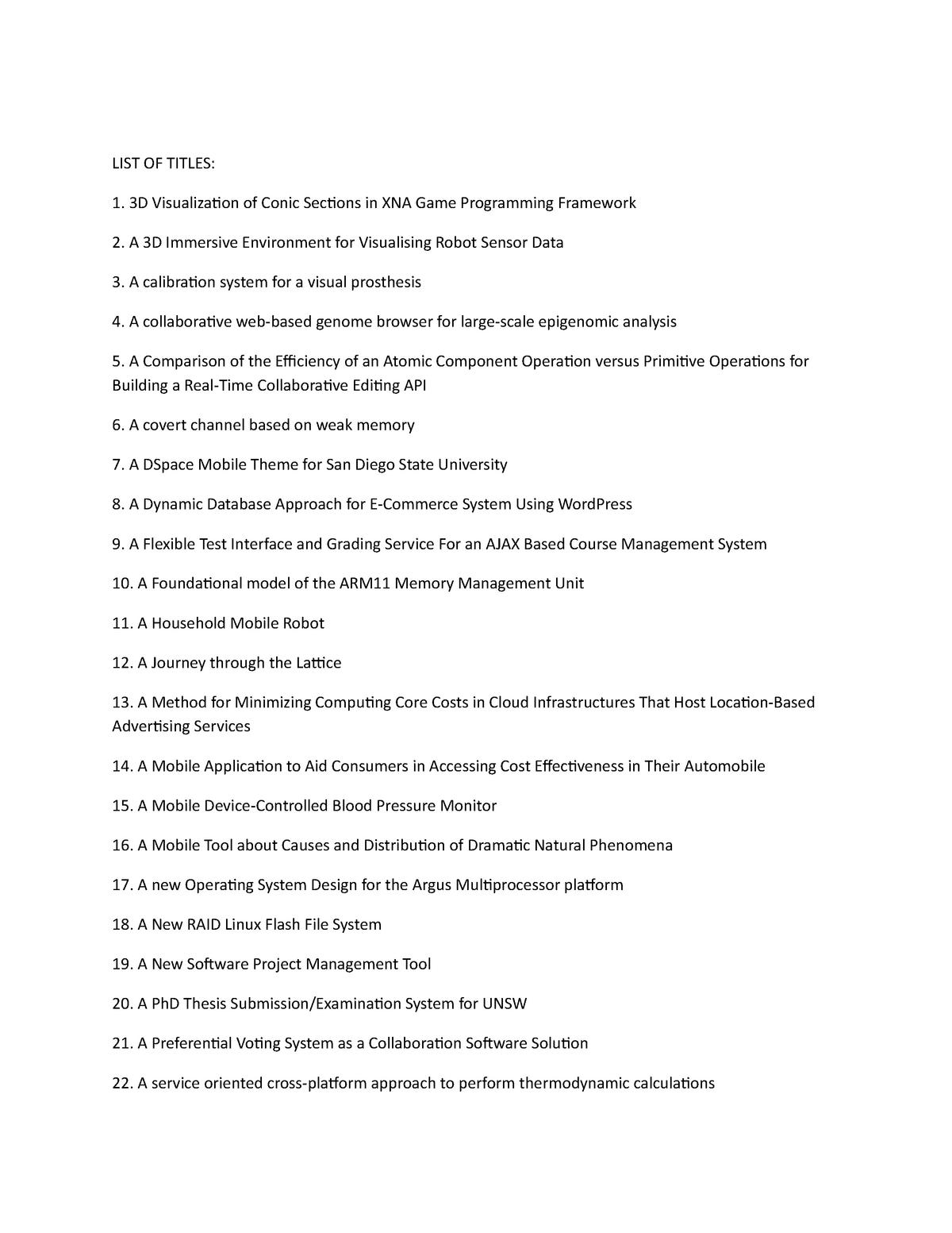 list of thesis titles