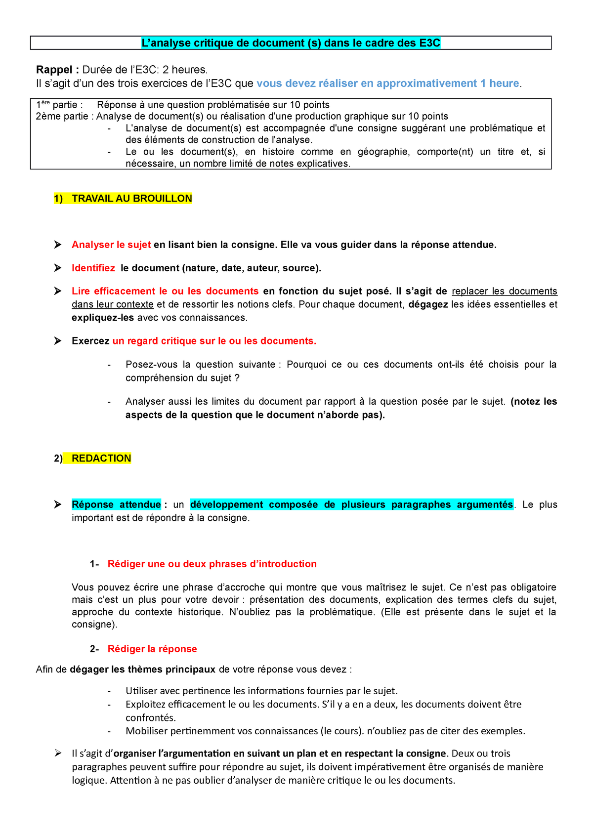 Proposition M Thodologie Analyse Critique De Document Version Simplifi E Lanalyse