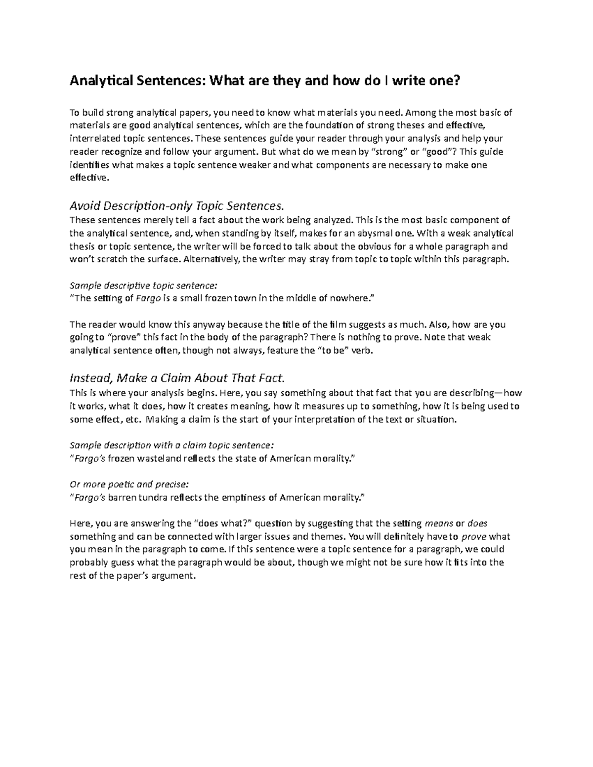 Analytical Sentences - The professor is really wonderful for this ...