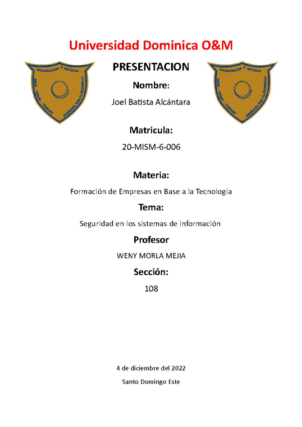 Trabajo wenny# - ingeneria en sistemas - Universidad Dominica O&M ...