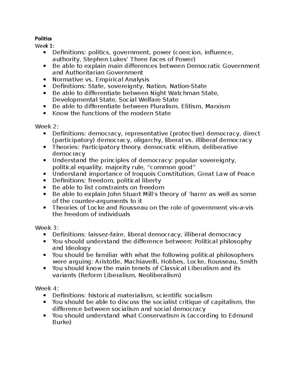 Politics review quiz 1 Politics Week 1 Definitions politics