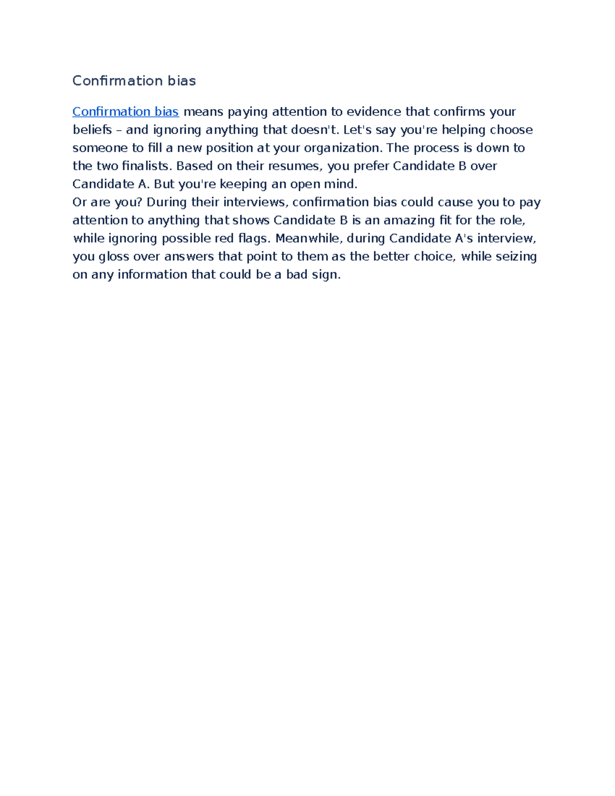 Bias Conformity - NOTES - Confirmation bias Confirmation bias means ...
