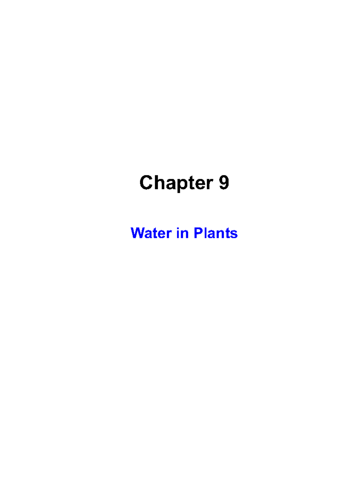 Google - Make more specific - Chapter 9 Water in Plants Copyright © The ...