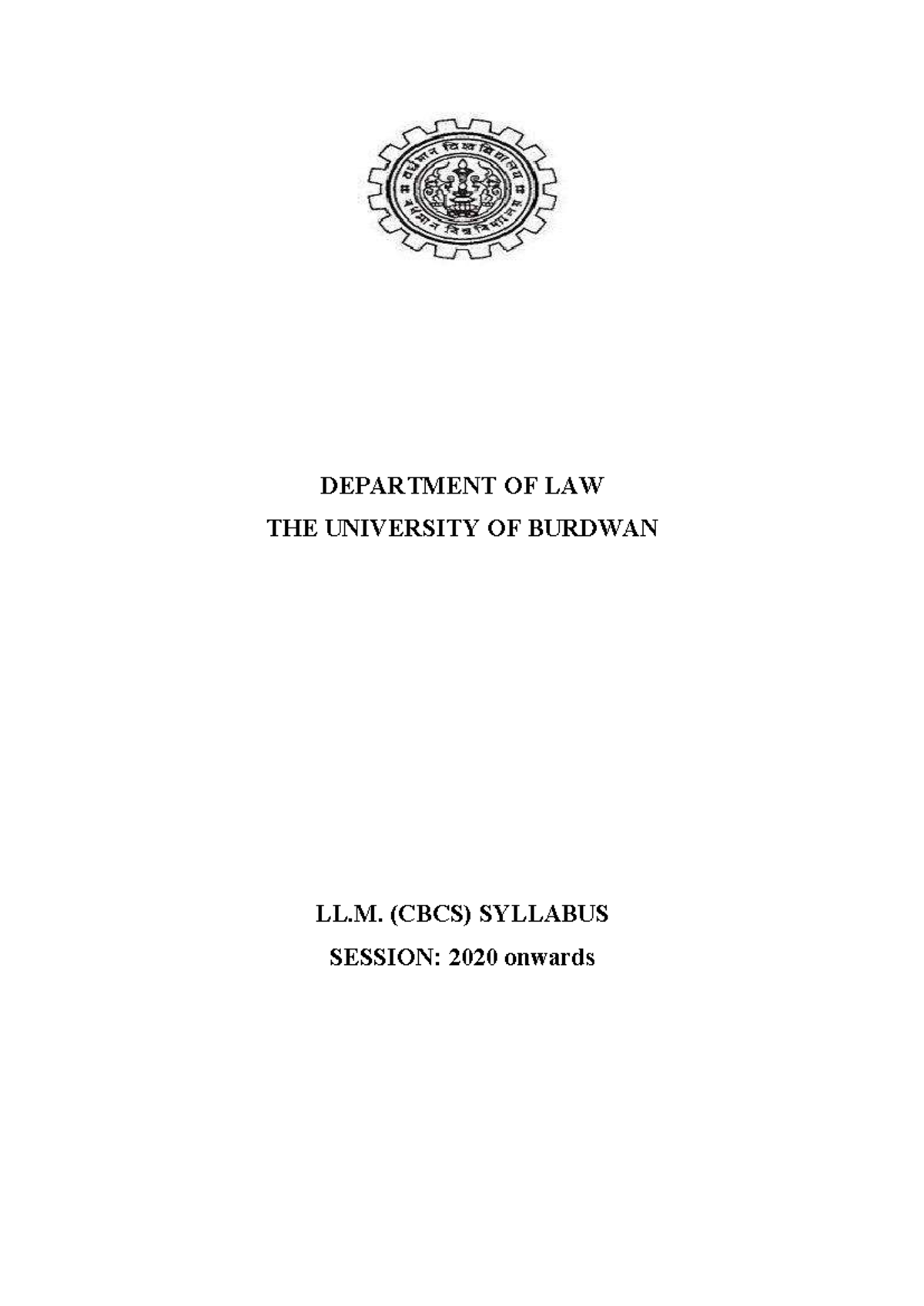 Syllabus MLAW 2020-2021 - DEPARTMENT OF LAW THE UNIVERSITY OF BURDWAN ...