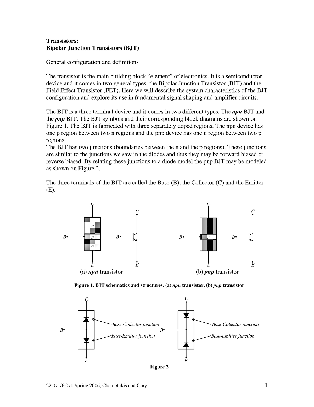 BJT transistor BJT Transistors Bipolar Junction Transistors (BJT