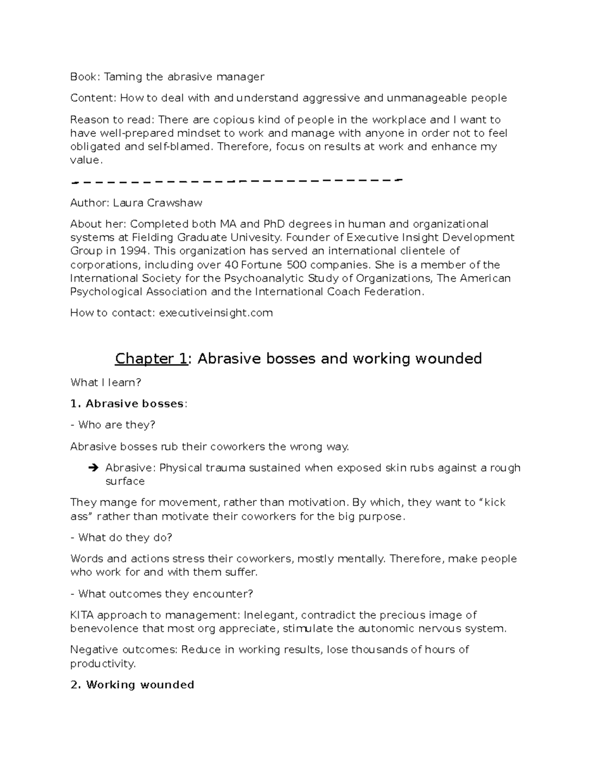 Taming the abrasive manager Book Taming the abrasive manager Content