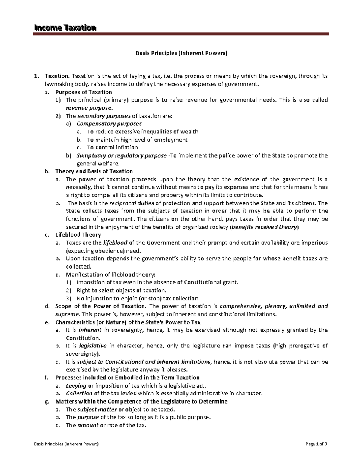 Basic Principles Inherent Powers - IIInnncccooommmeee ...