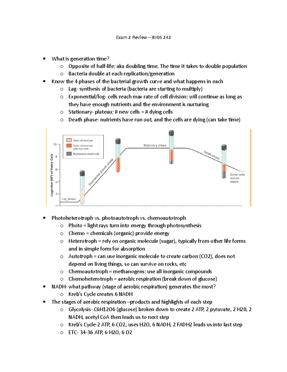 Exam 2 Review Guide - Exam 2 Review BIOS 242 What Is Generation Time? O ...