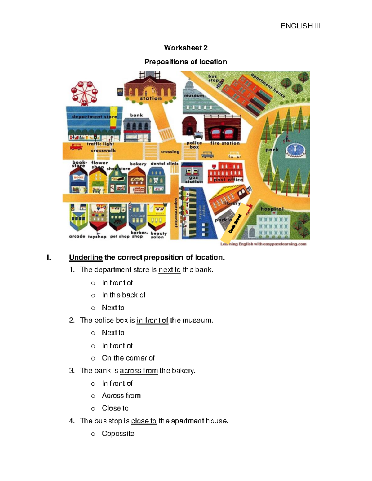 Lopez Eddy worksheet 2 - ENGLISH III Worksheet 2 Prepositions of ...