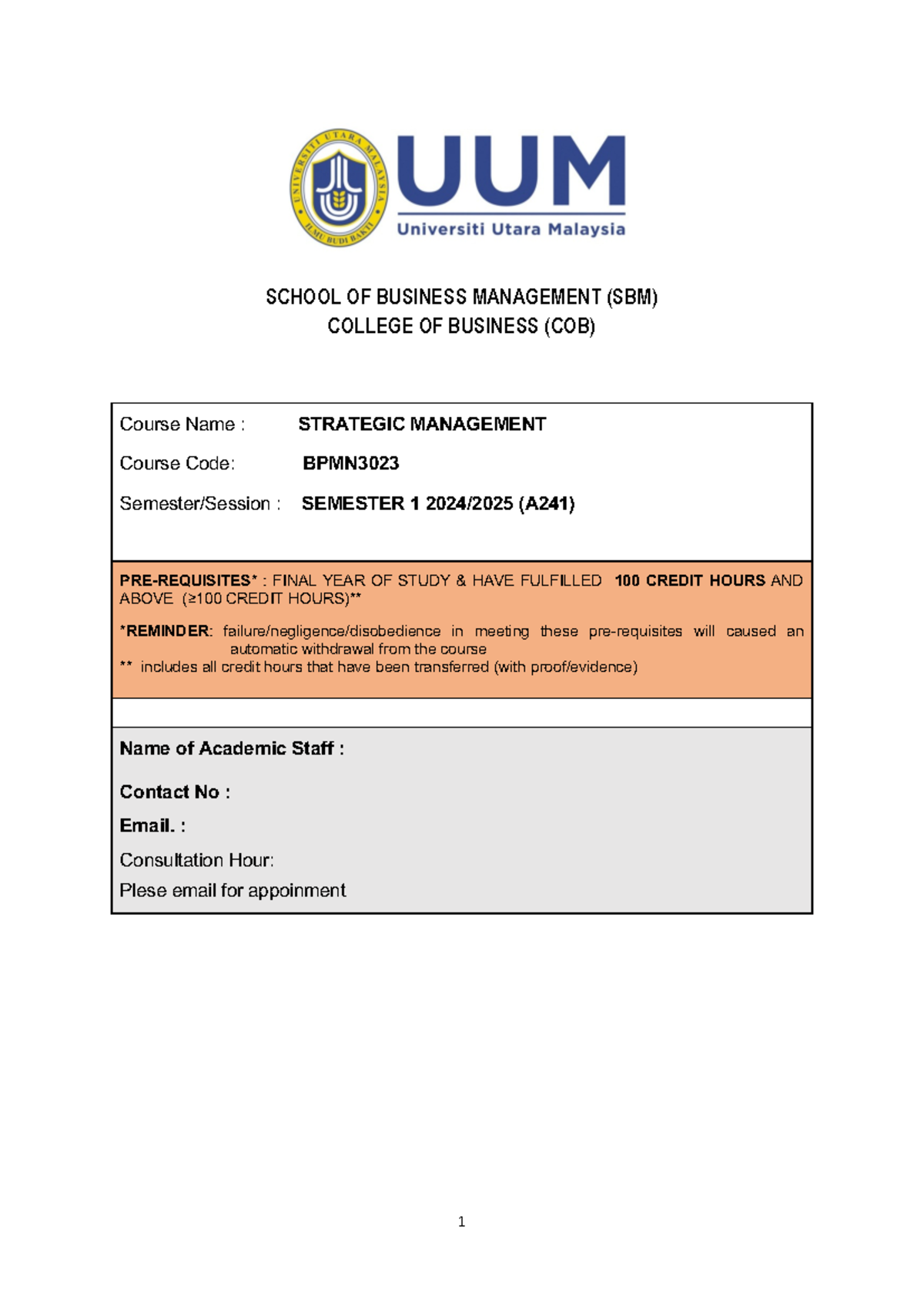 Syllabus Bpmn3023 A241 Students Oct24 School Of Business Management