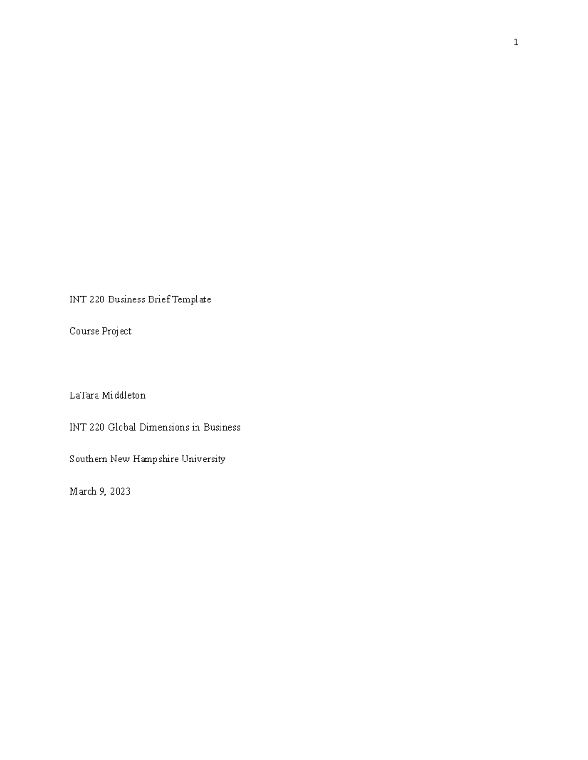 Int Business Brief Template Int Business Brief Template