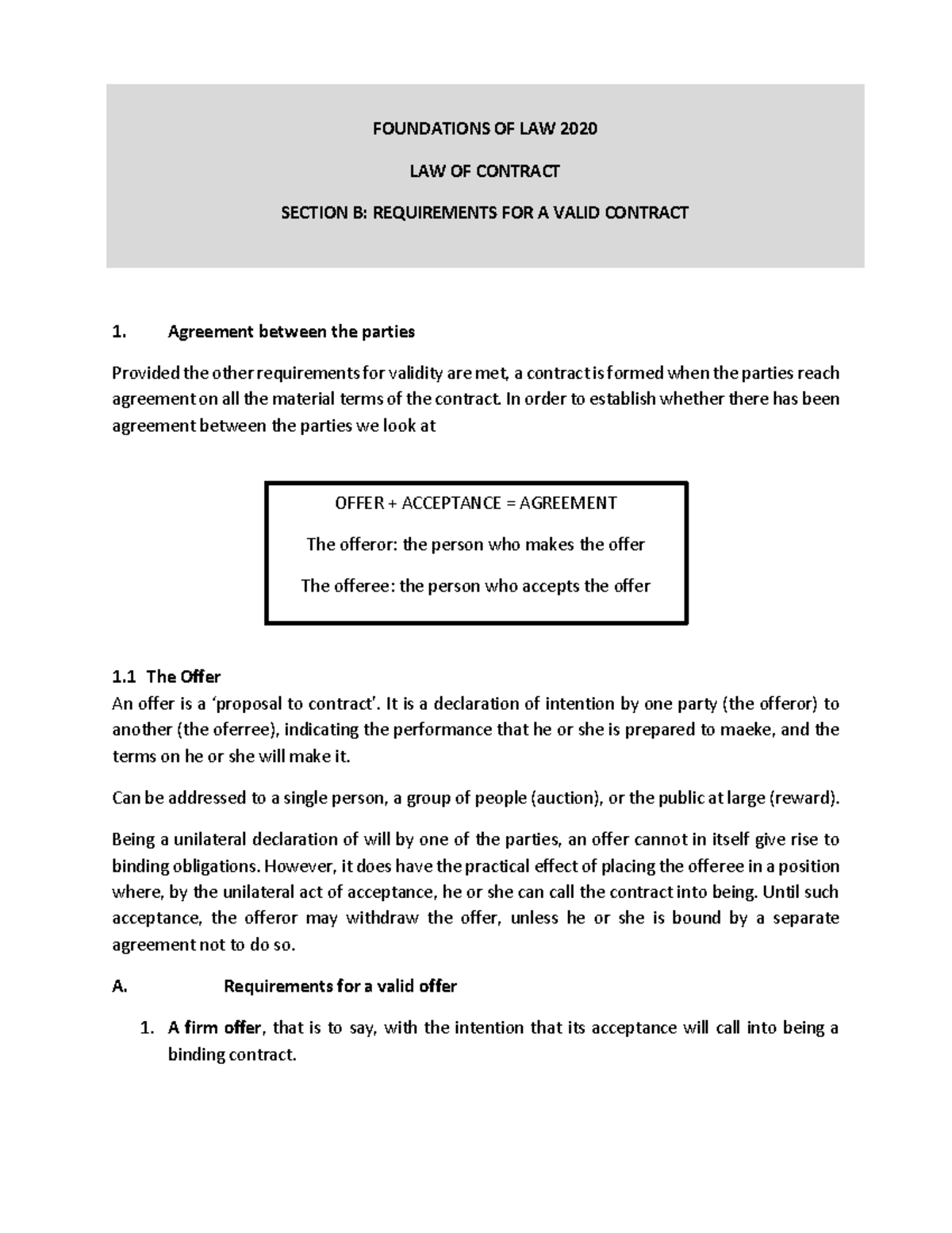 Contract-Section B - Requirements For A Contract 2020 - 1. Agreement ...