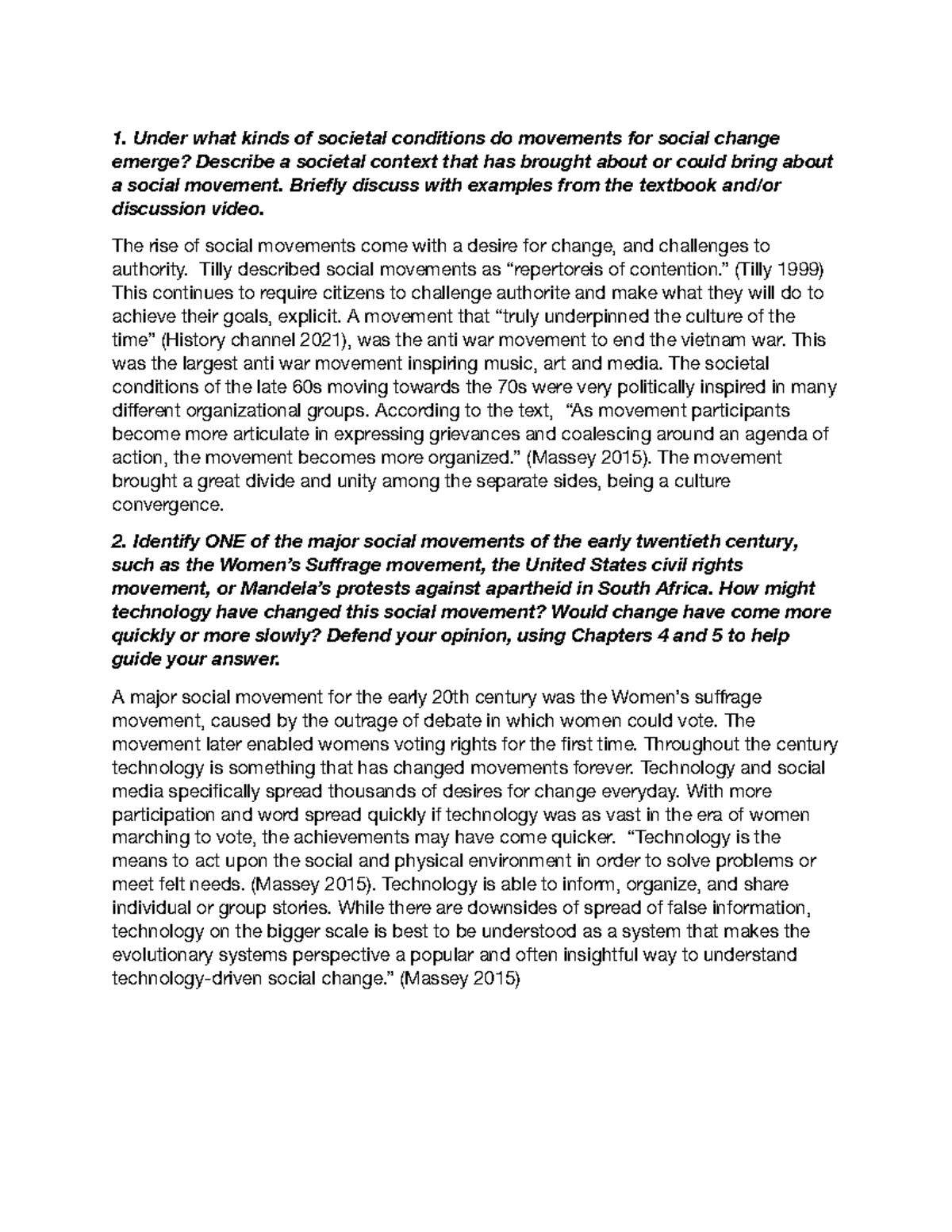 Discussion 4movements for social change Under what kinds of societal