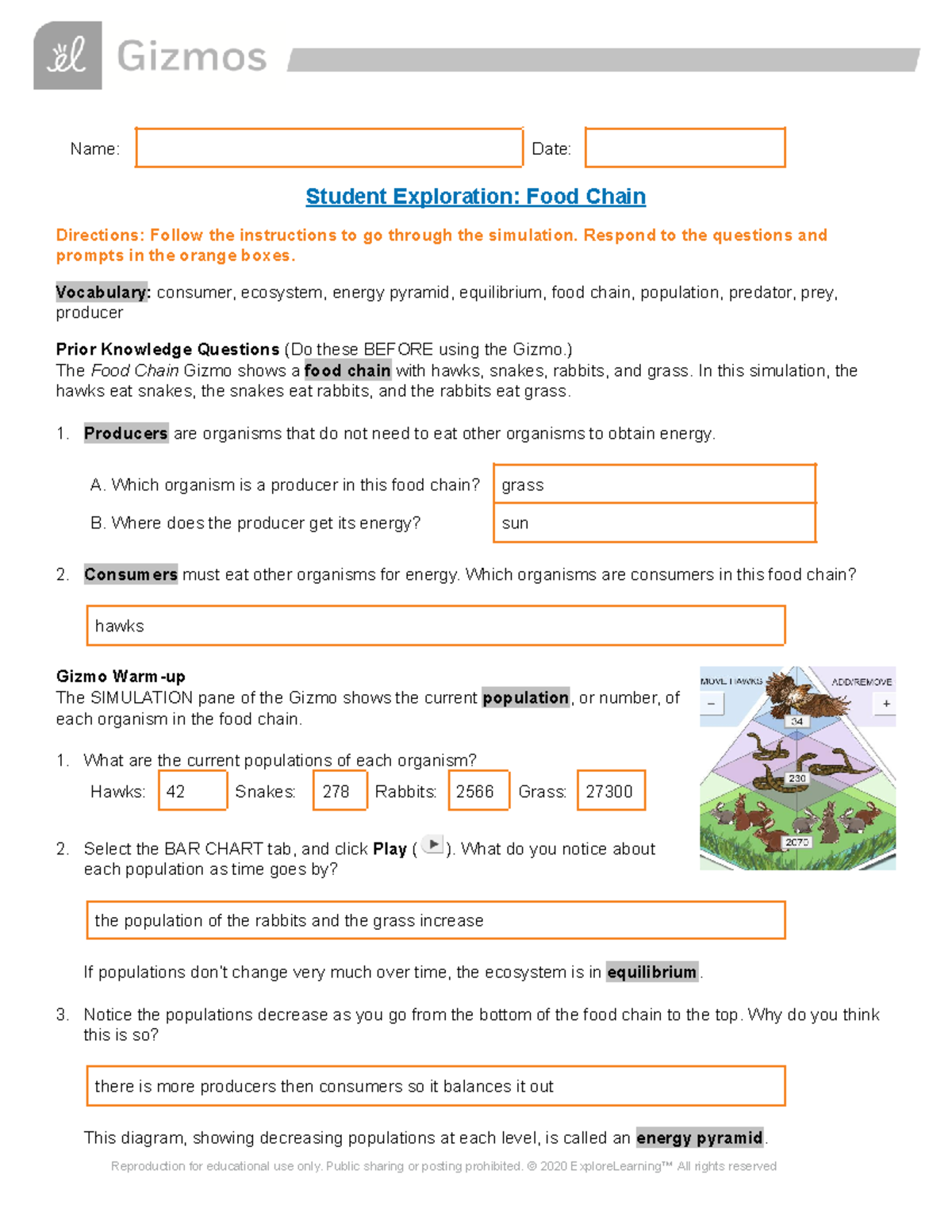 Owen Southworth - Food Chain Gizmos - 5541920 - Name: Date: Student ...