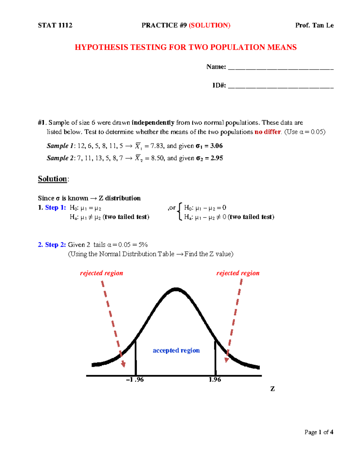 8.1.1 hypothesis testing for two population means