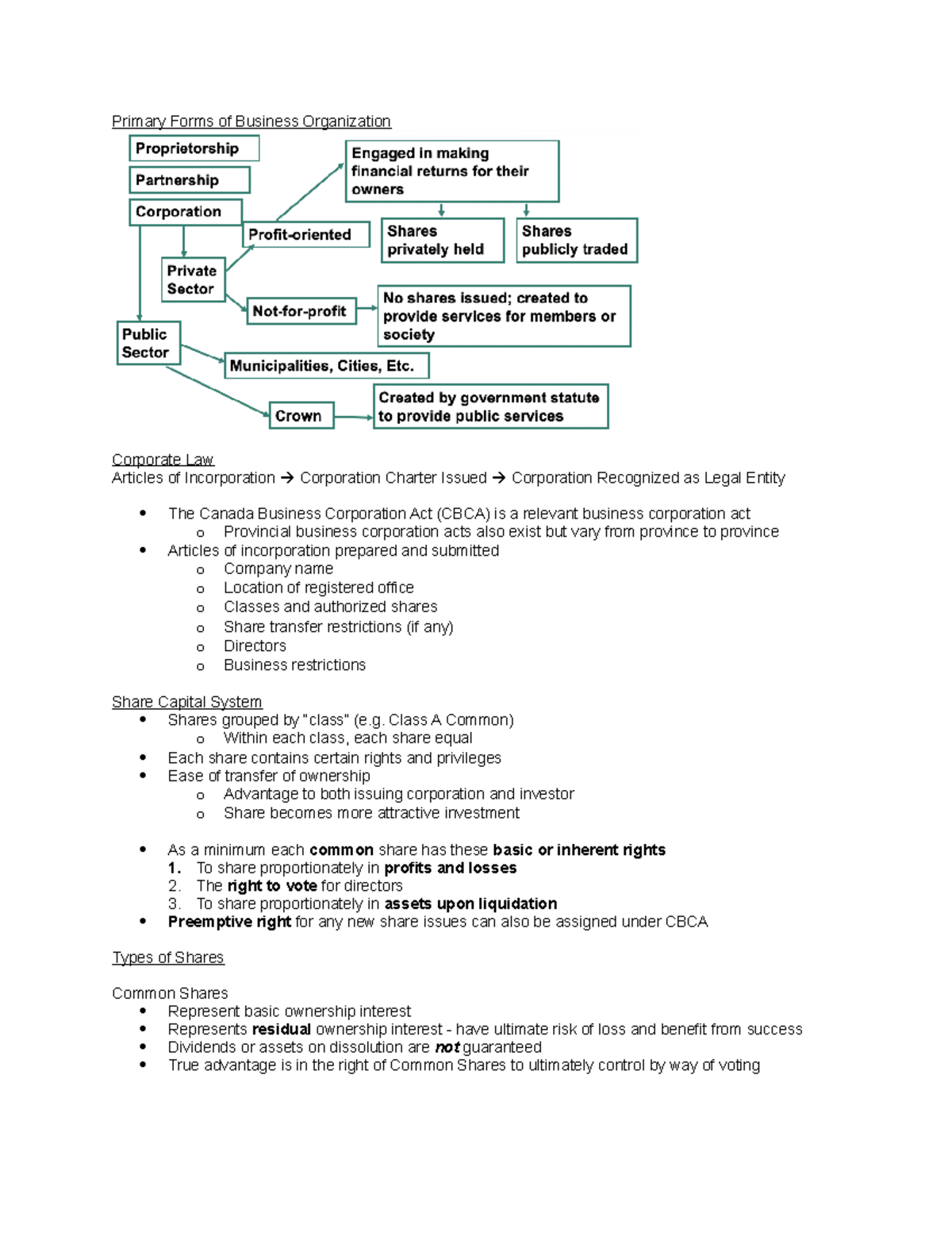 ADM3340 Ch15 - shareholders equity - Primary Forms of Business ...