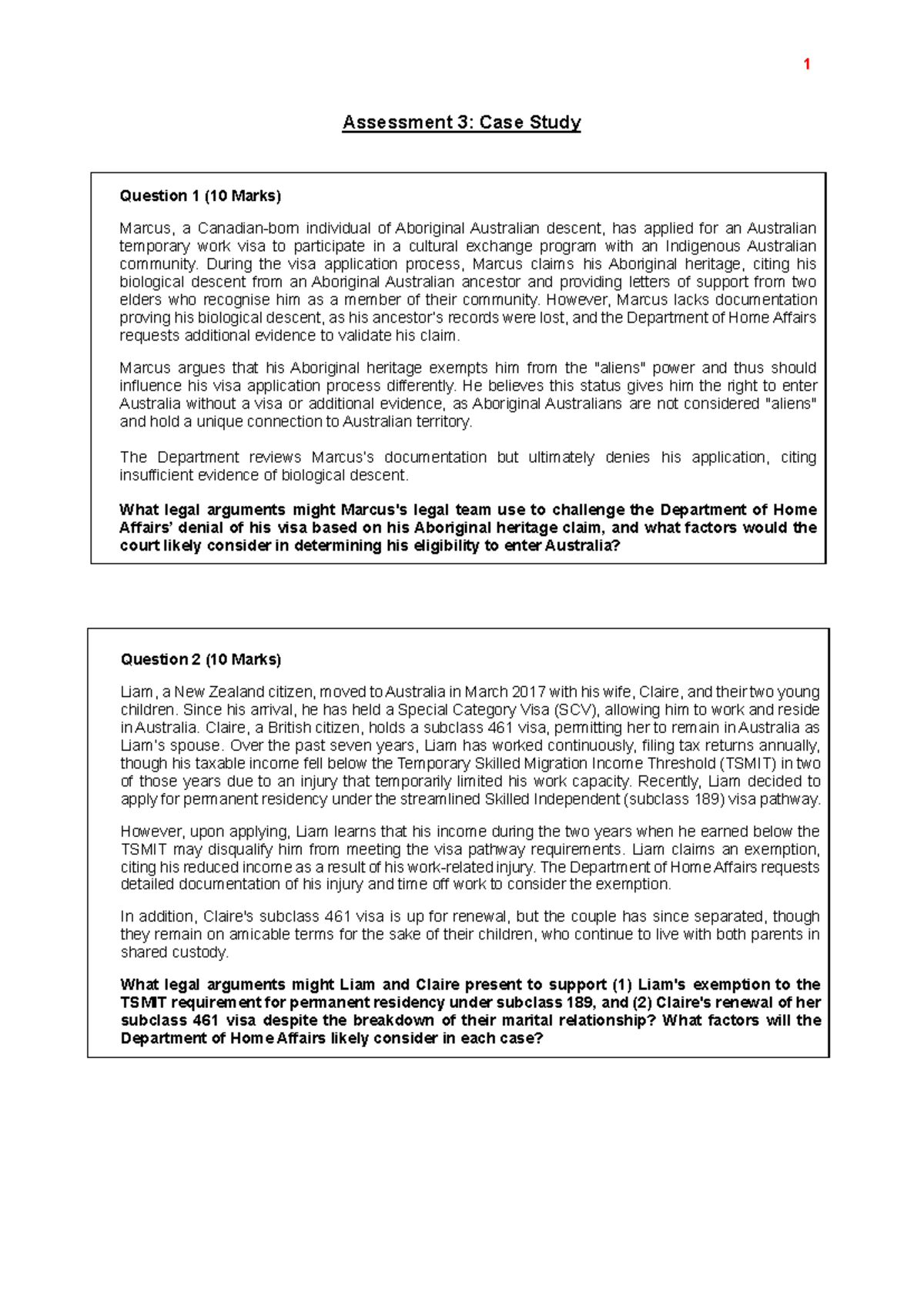 Assessment 3 - case study 40% - 1 Assessment 3: Case Study Question 1 ...