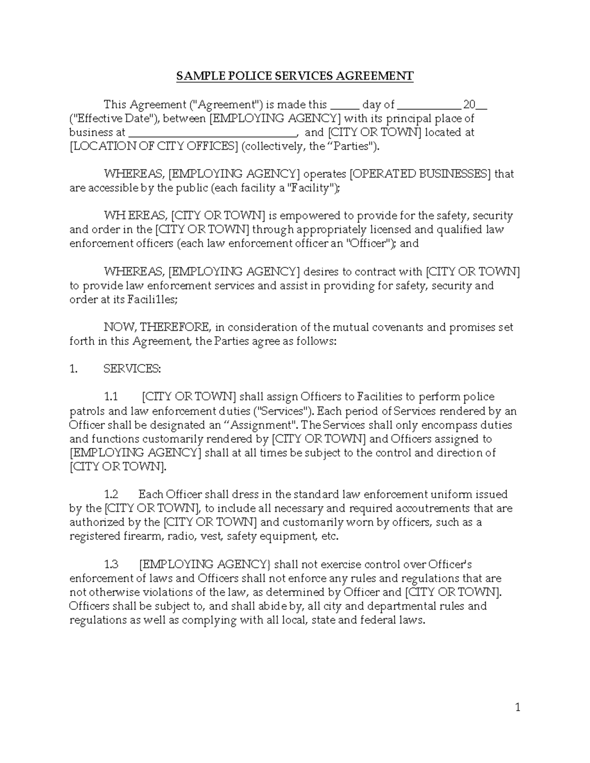 MLDP Sample Agreement Employment Policy 2 - SAMPLE POLICE SERVICES ...