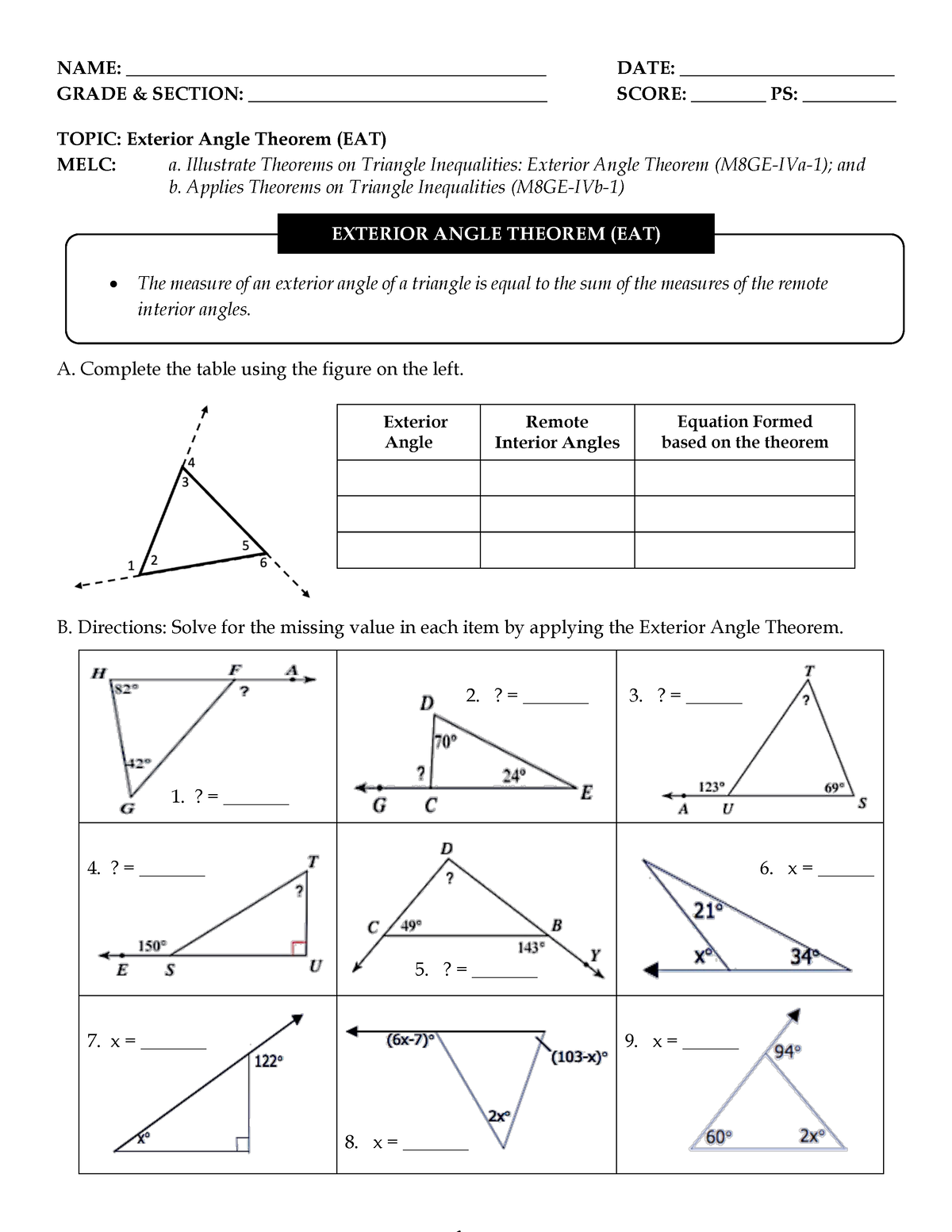 Triangle-Inequality-Activities - NAME ...