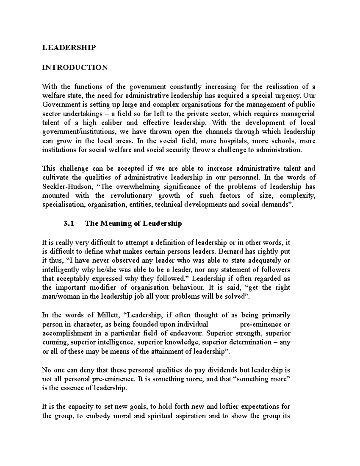 Leadership - LEADERSHIP INTRODUCTION With the functions of the ...