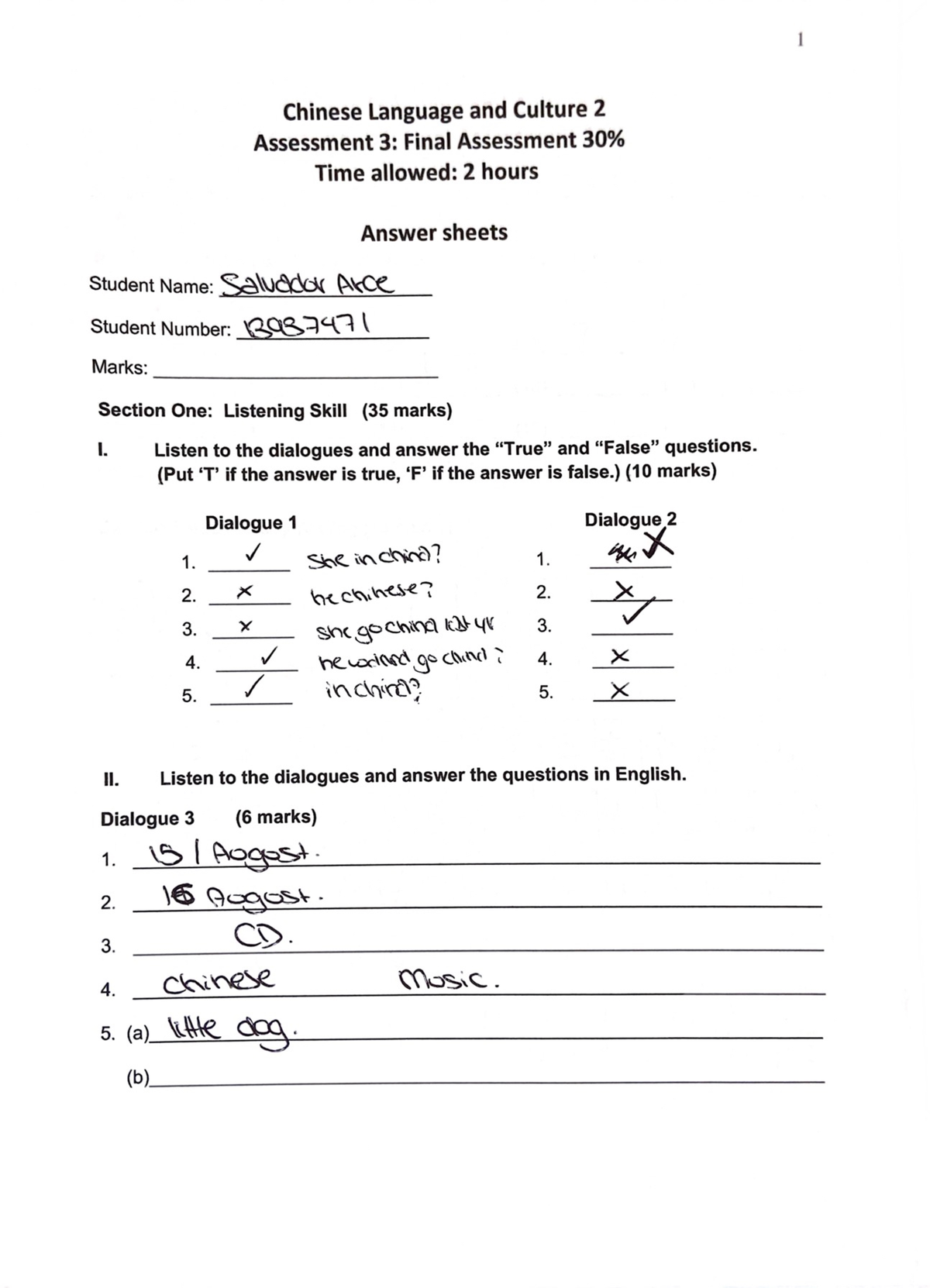 Chinese exam 2021- Semester 2 - 097102 - Studocu