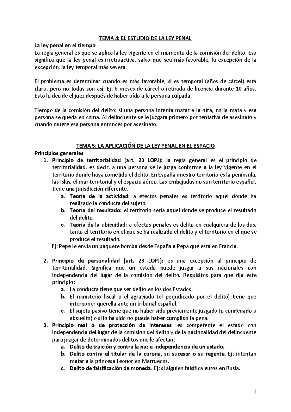 TEMA 4 Y 5 - Apuntes 4,5 - TEMA 4: EL ESTUDIO DE LA LEY PENAL La ley ...