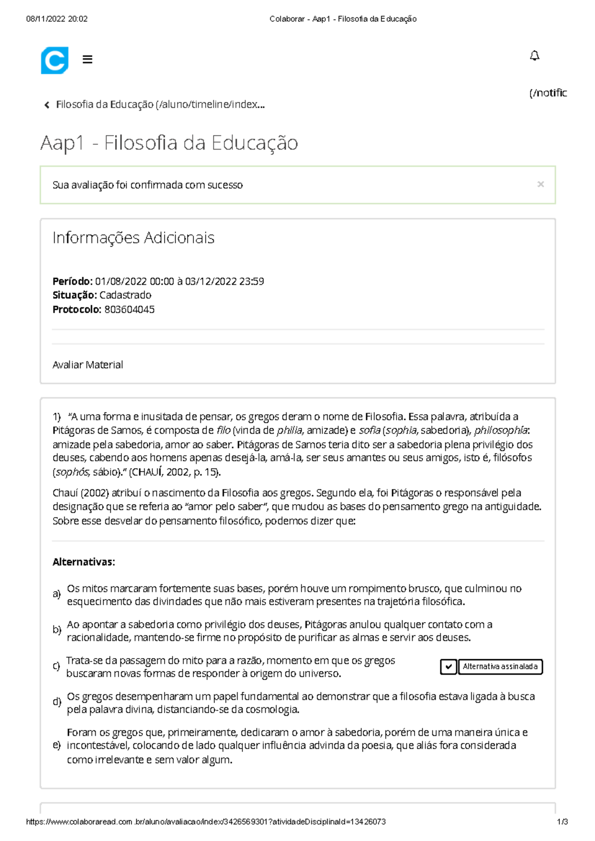 Colaborar - Aap1 - Filosofia Da Educação - 08/11/2022 20:02 Colaborar ...