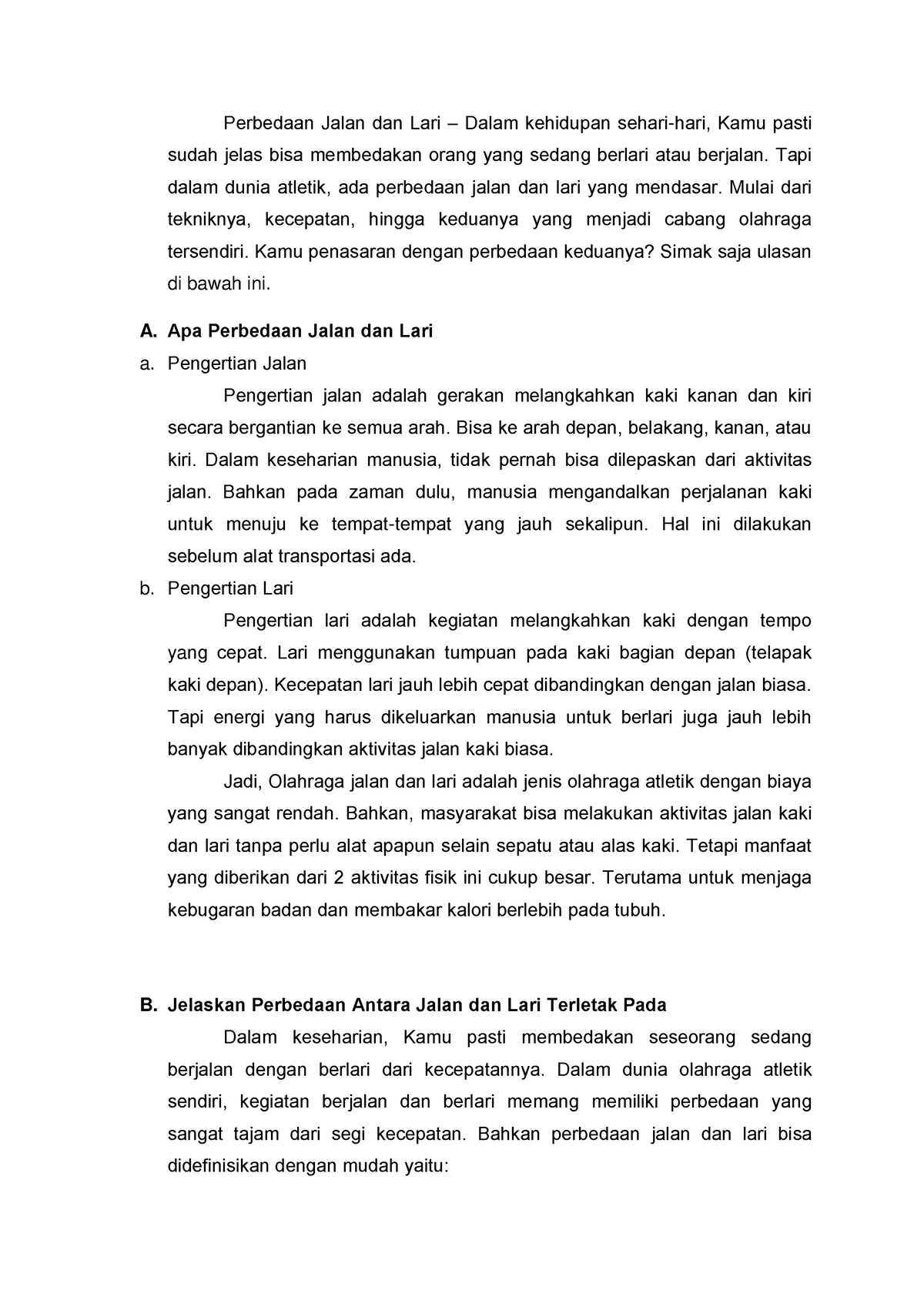 Pengertian Pada Perbedaan Jalan Dan Lari Bidang Olahraga Ringan ...