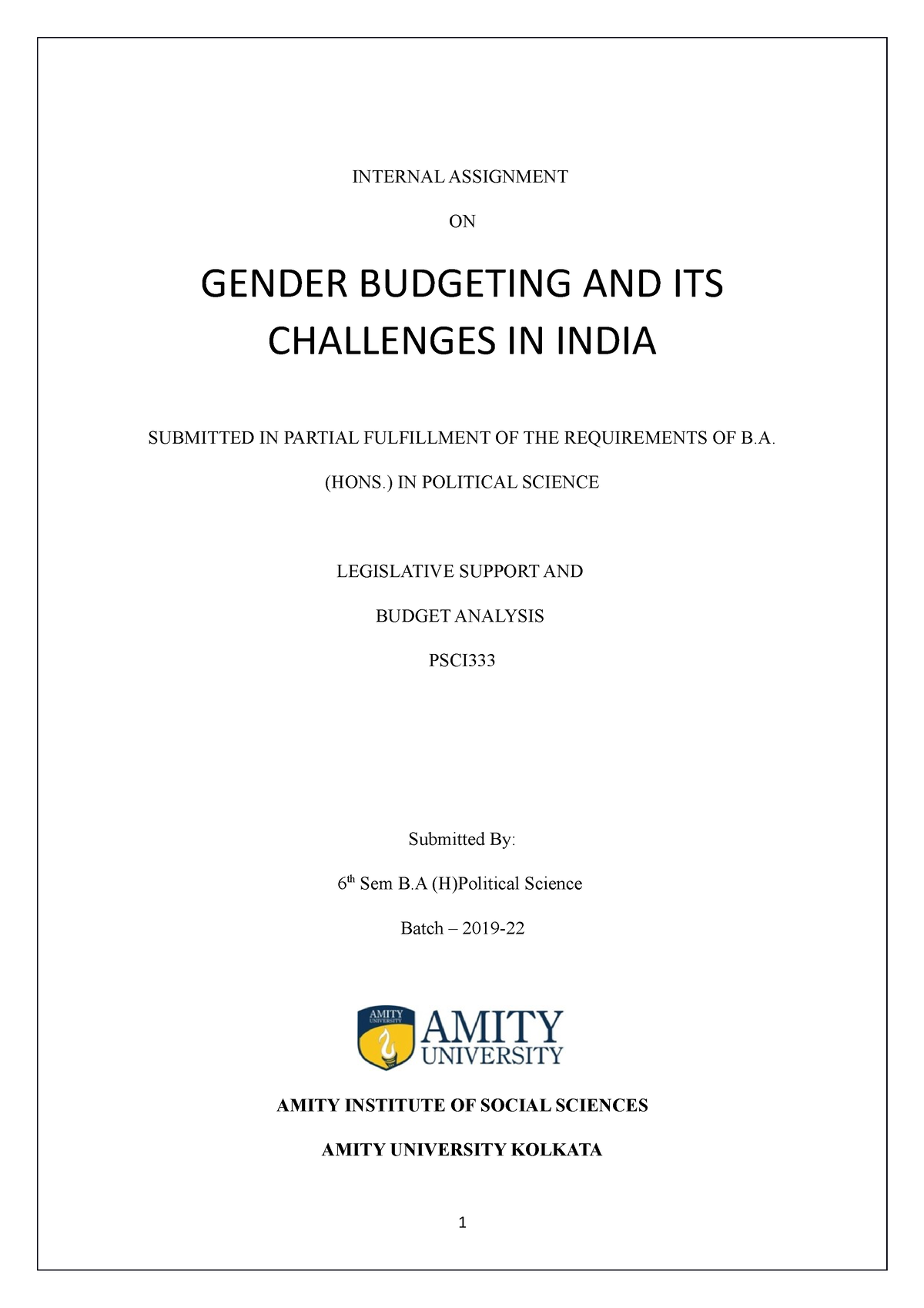 write an essay on gender budgeting