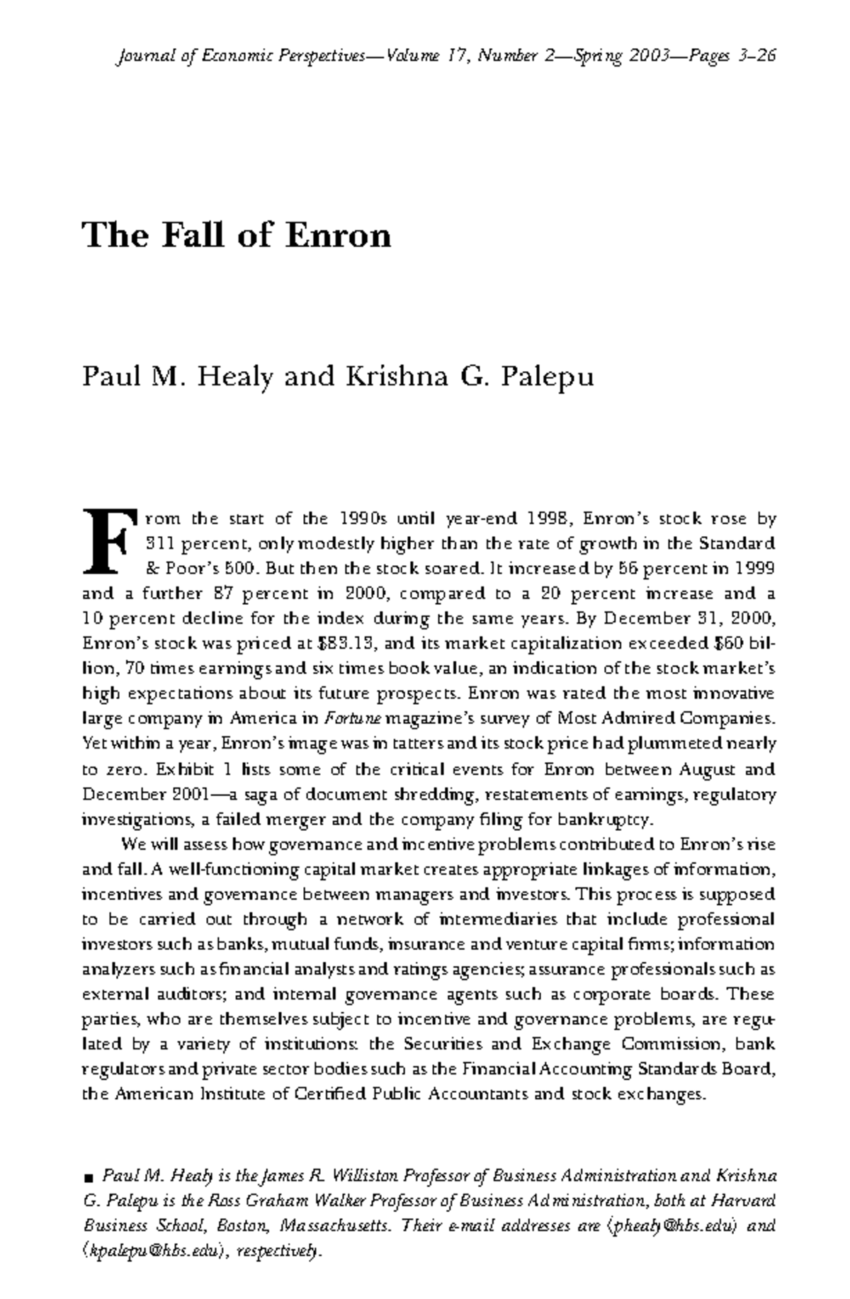 the fall of enron case study