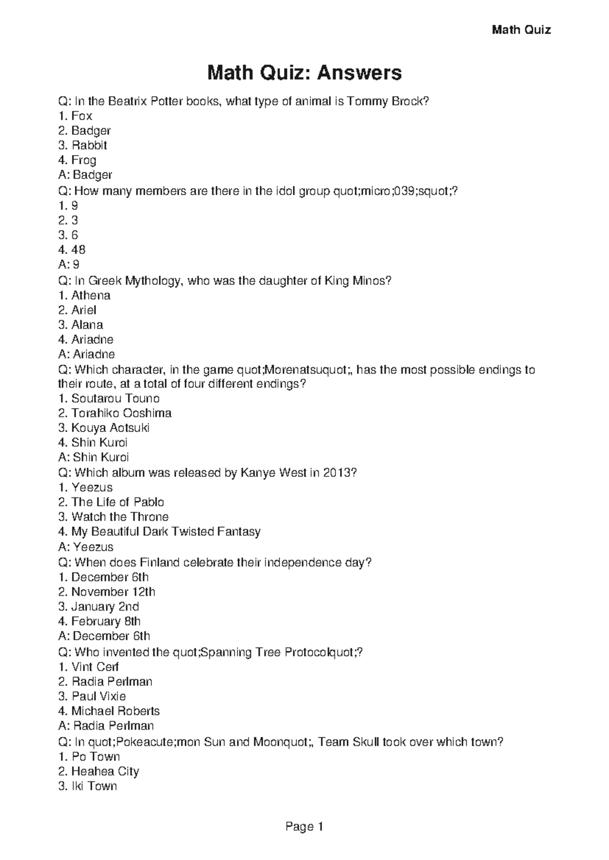 Math Quiz Response 5 - Please give your document a descriptive and ...