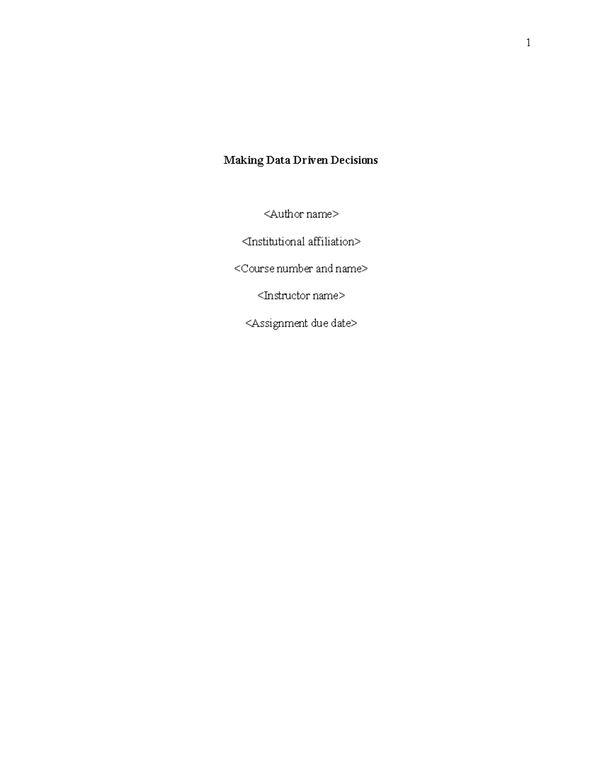Making Data Driven Decisions Revision - Making Data Driven Decisions ...