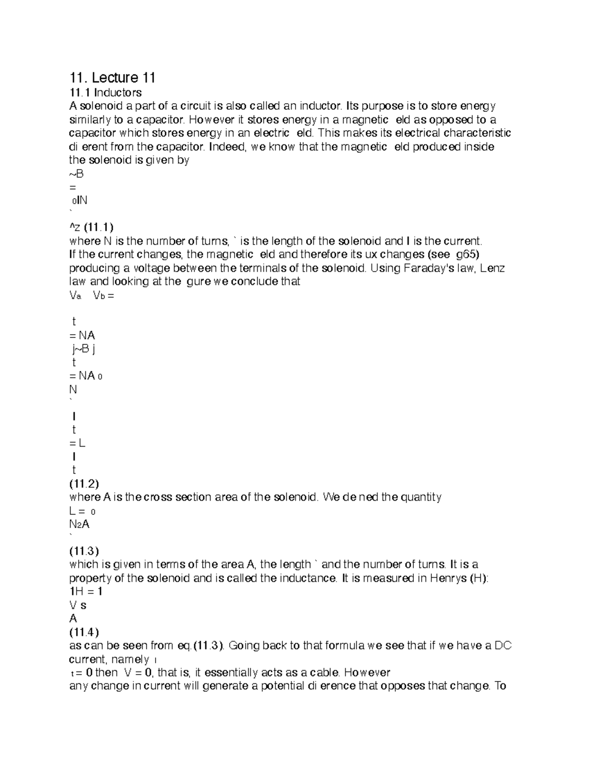 Phys 11 - physics lecture 11 class notes - 11. Lecture 11 11 Inductors ...