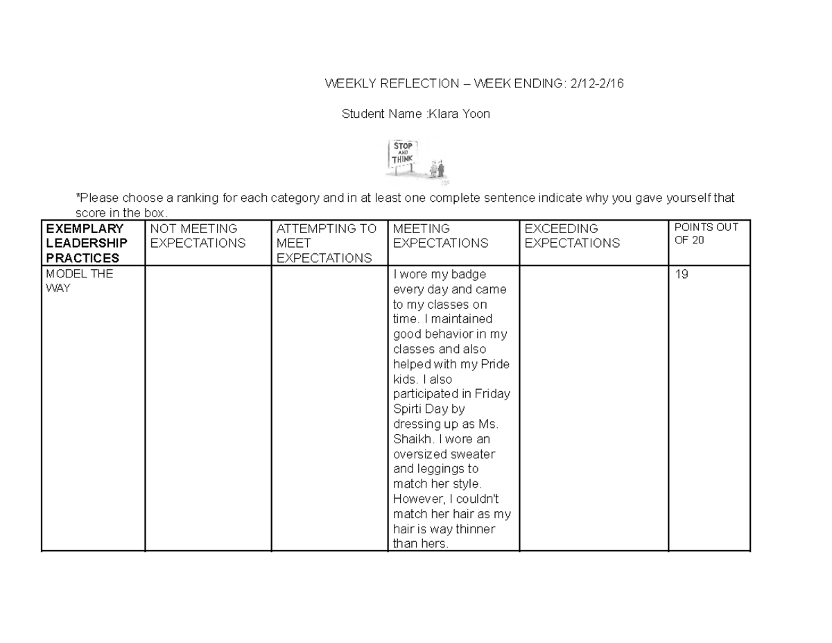 Copy+of+ Leadership+ Weekly+ Reflection+(20) - WEEKLY REFLECTION – WEEK ...