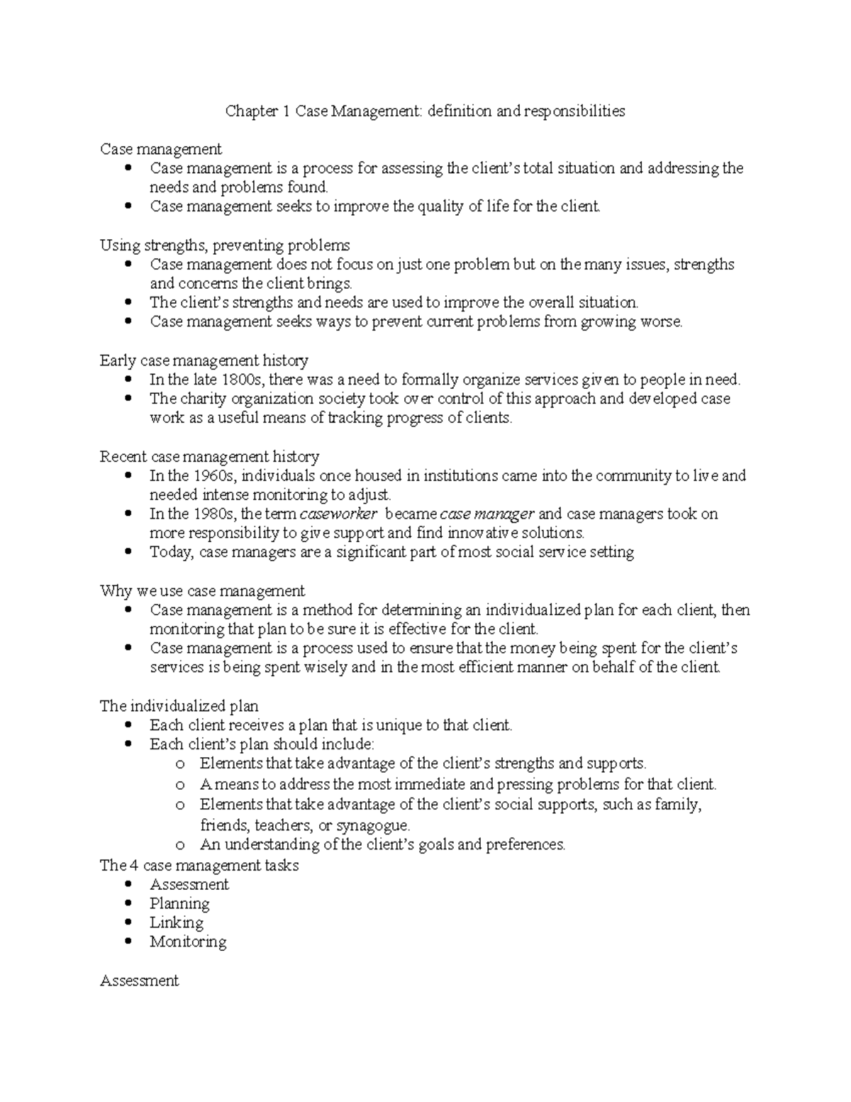 Chapter 1 Case Management Chapter 1 Case Management definition and