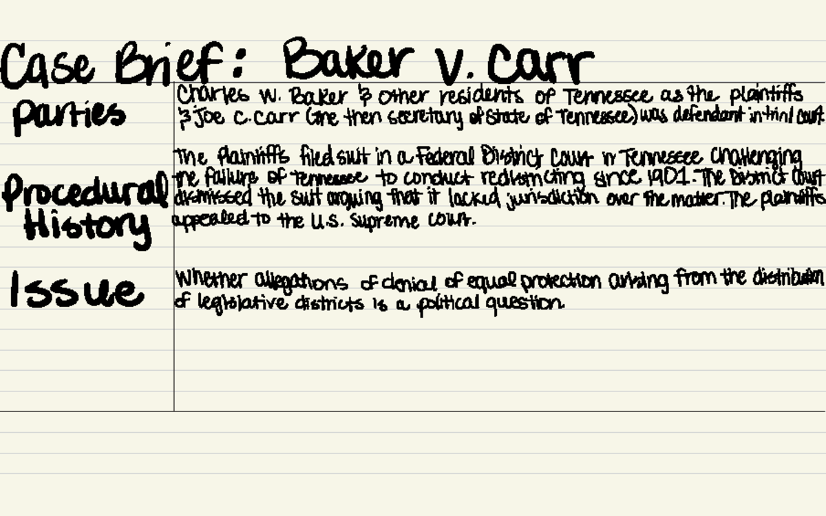 Cases 47 week 3 briefs Case Brief Baker v. Carr Charles w. Baker