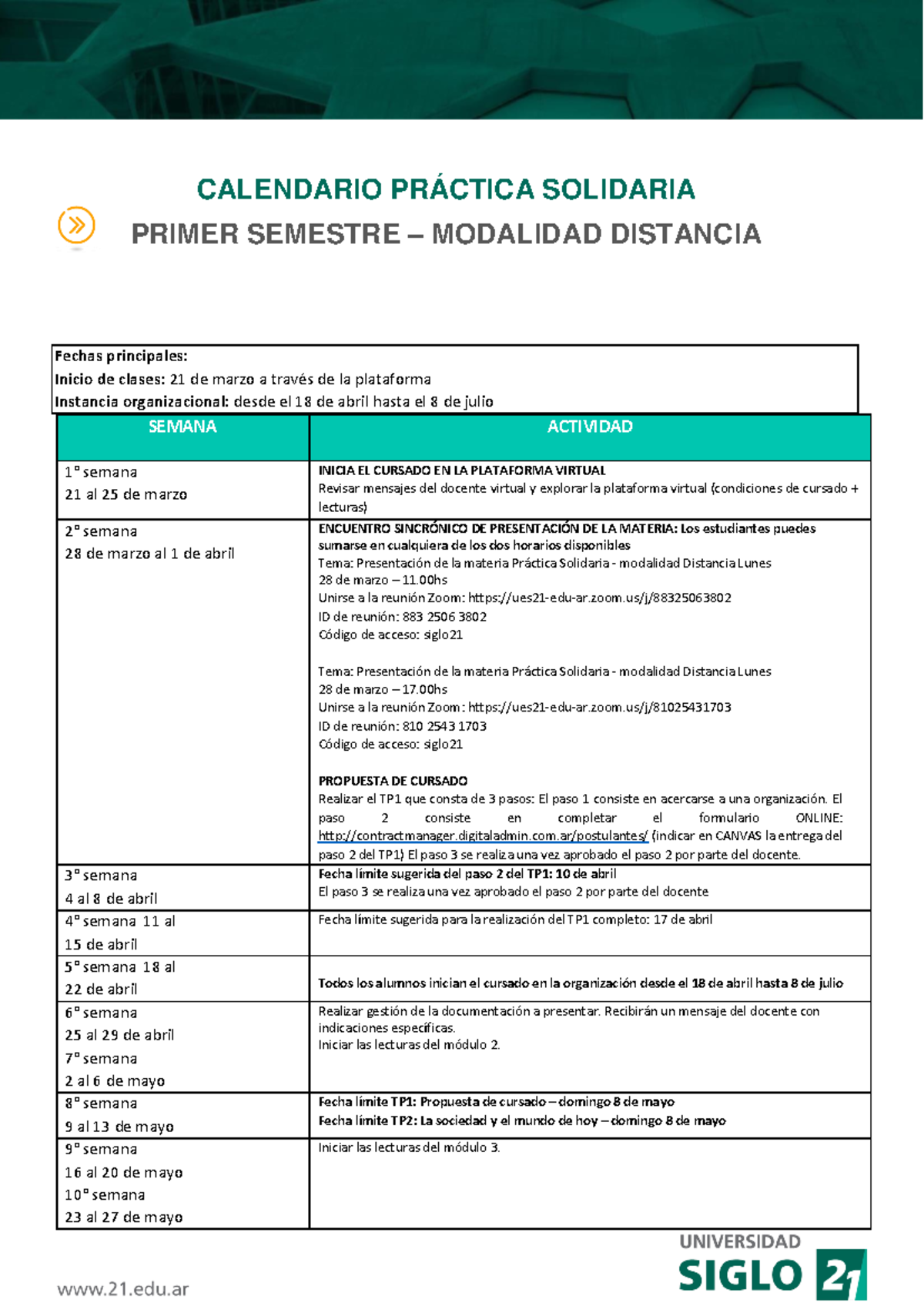 Calendario academico siglo xxi 6