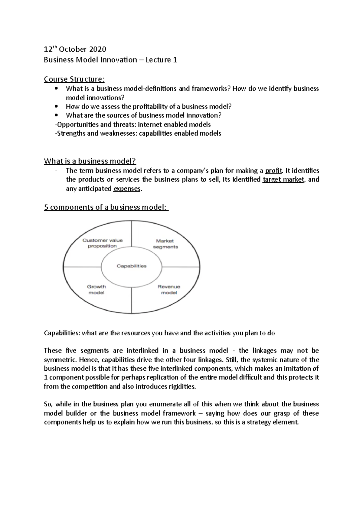 Lecture 1 - Year 3 BMI - 12 th October 2020 Business Model Innovaion ...