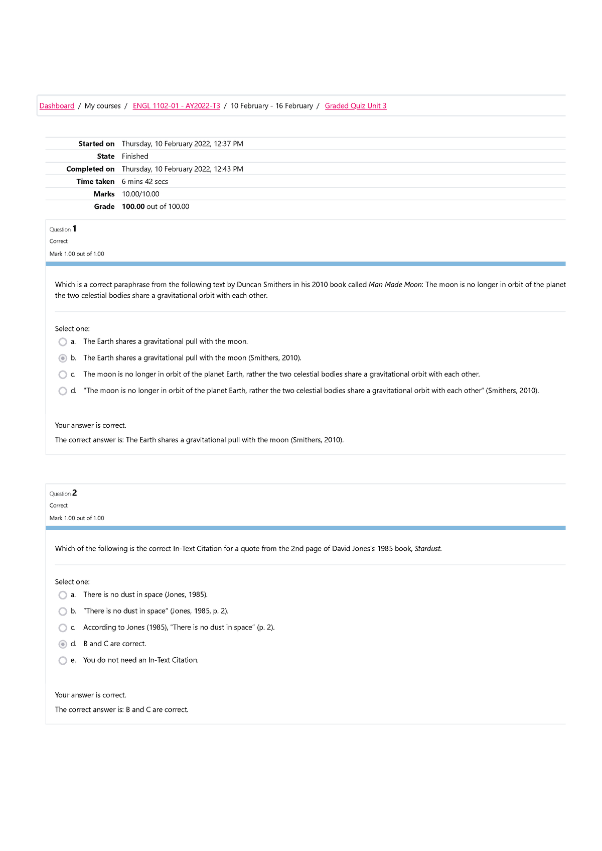 ENGL 1102 - Graded-Quiz Unit 3 - AY2022-T3 - Started On Thursday, 10 ...