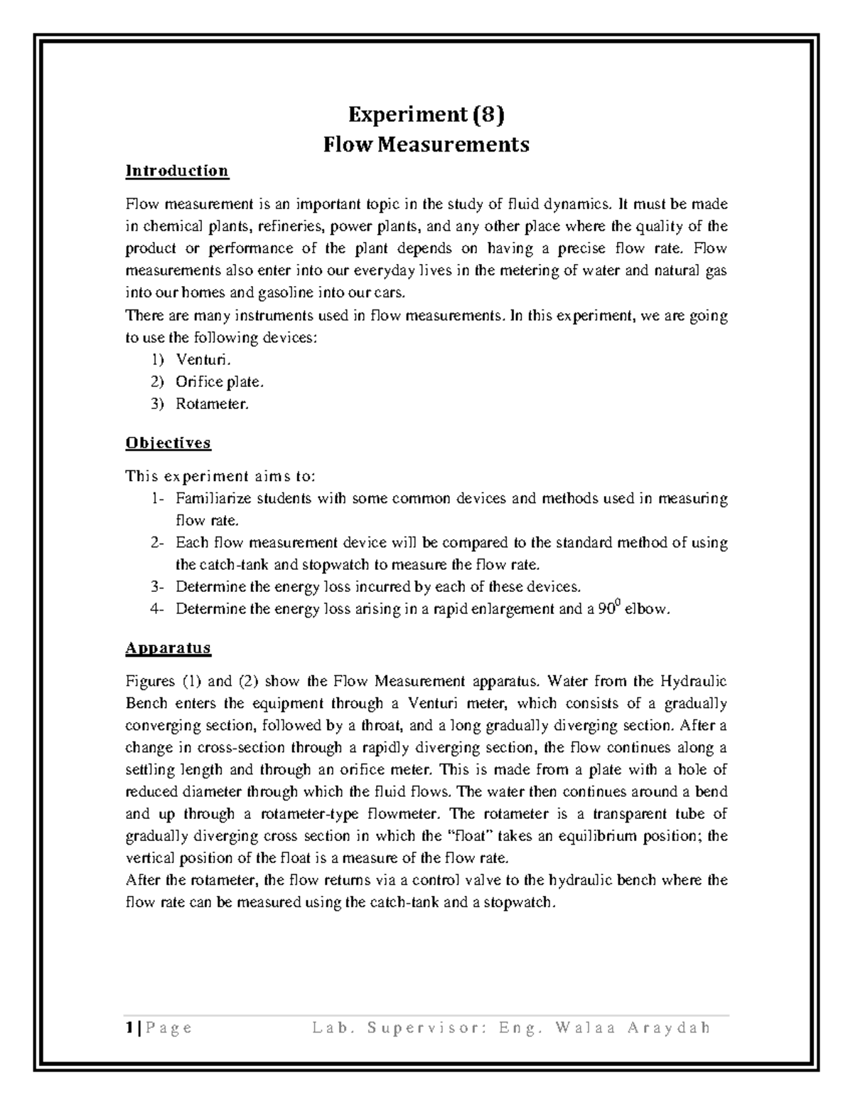 1. Flow Measurements Lab Experiment 2021 Experiment (8) Flow